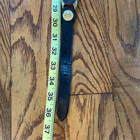 Vintage Milos Italy Coin Leather Belt Large EUC Link Black/Gold/Silver - Picture 10 of 10